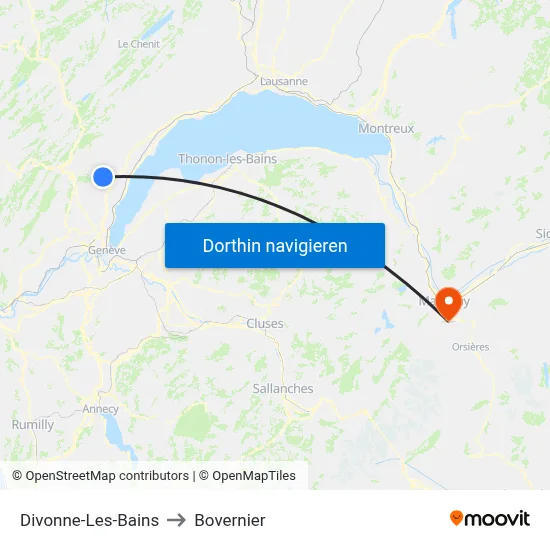 Divonne-Les-Bains to Bovernier map