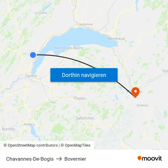 Chavannes-De-Bogis to Bovernier map
