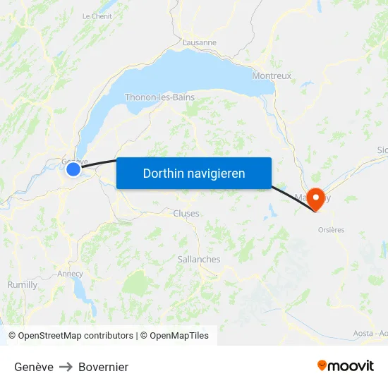 Genève to Bovernier map