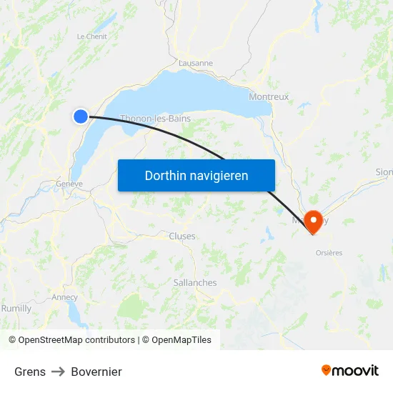 Grens to Bovernier map