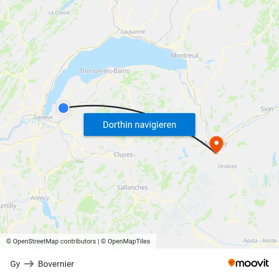 Gy to Bovernier map