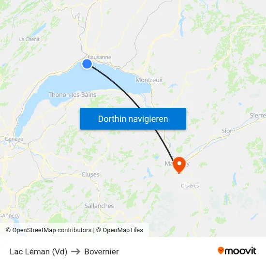 Lac Léman (Vd) to Bovernier map
