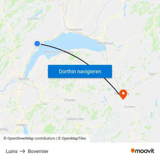 Luins to Bovernier map