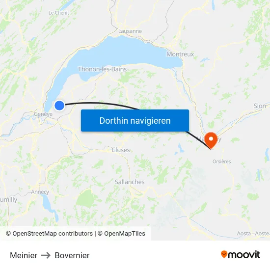 Meinier to Bovernier map