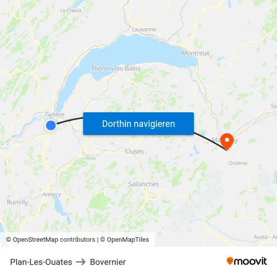 Plan-Les-Ouates to Bovernier map