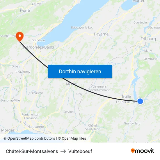 Châtel-Sur-Montsalvens to Vuiteboeuf map