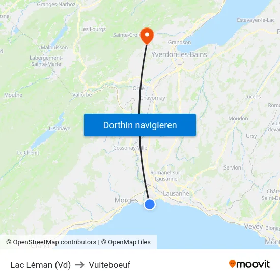 Lac Léman (Vd) to Vuiteboeuf map