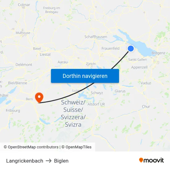 Langrickenbach to Biglen map