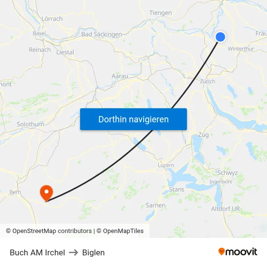Buch AM Irchel to Biglen map