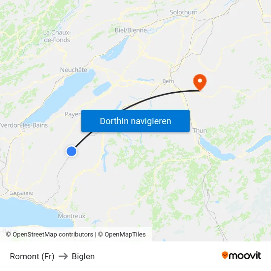 Romont (Fr) to Biglen map