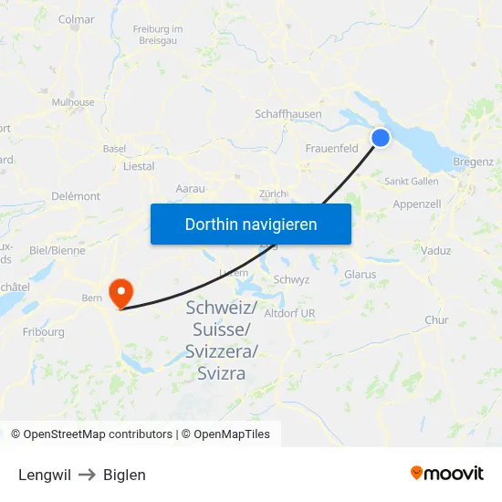 Lengwil to Biglen map