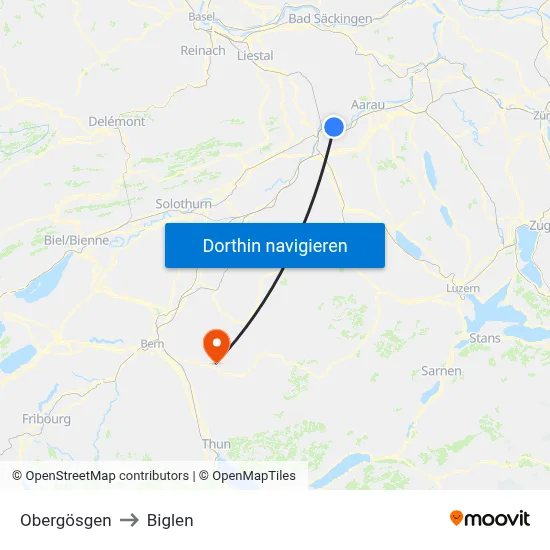 Obergösgen to Biglen map