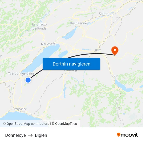 Donneloye to Biglen map