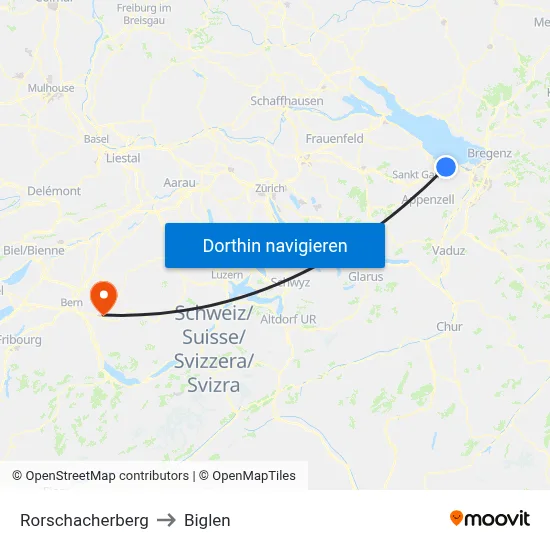 Rorschacherberg to Biglen map