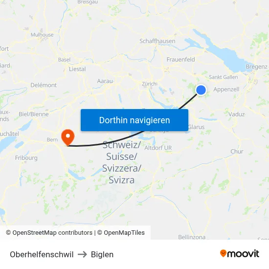 Oberhelfenschwil to Biglen map