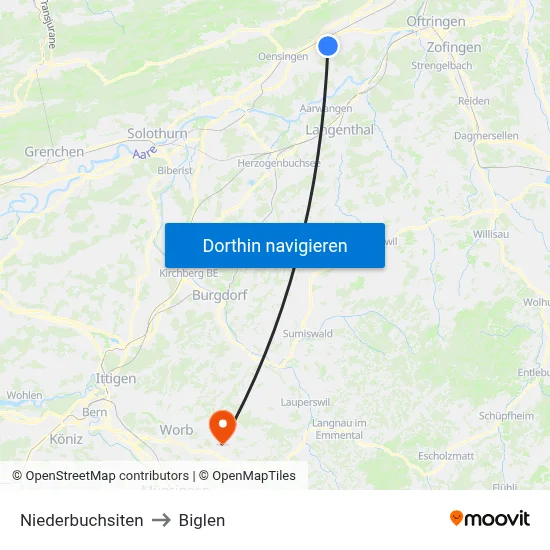 Niederbuchsiten to Biglen map
