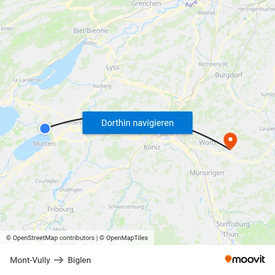 Mont-Vully to Biglen map