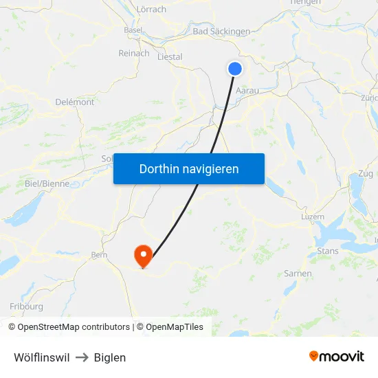 Wölflinswil to Biglen map