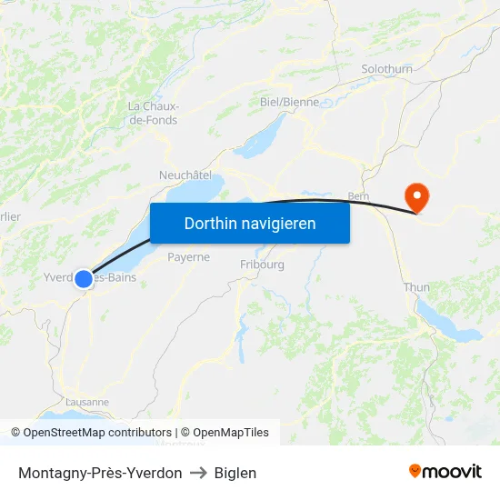 Montagny-Près-Yverdon to Biglen map