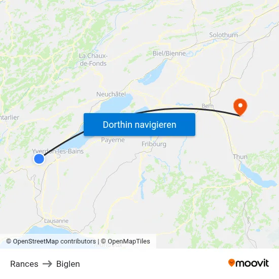 Rances to Biglen map