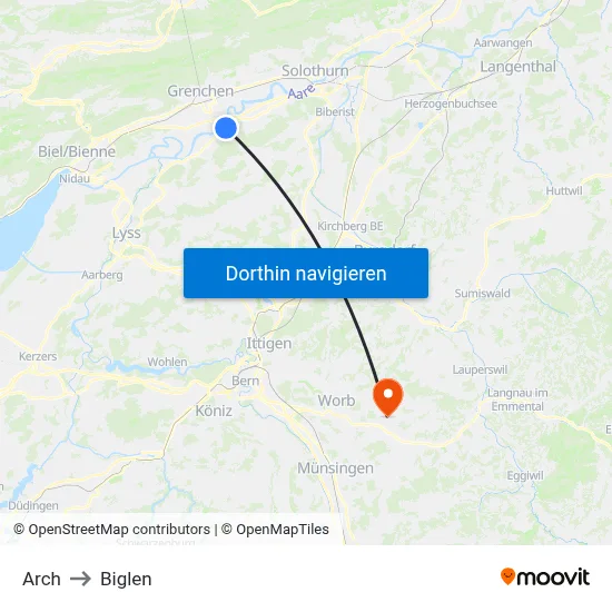 Arch to Biglen map