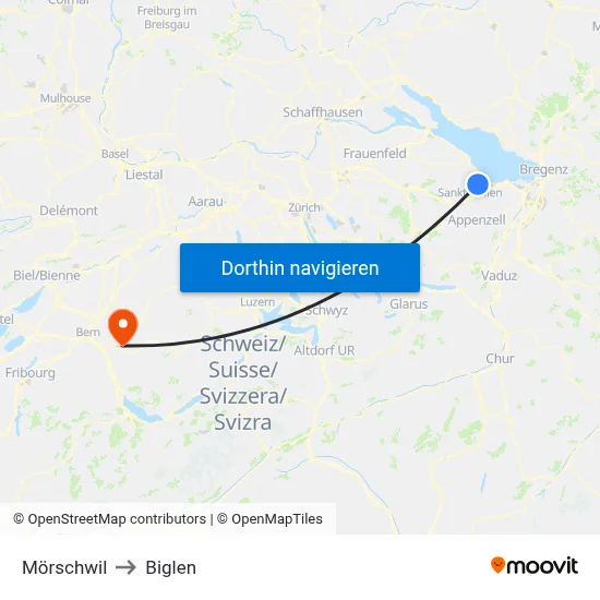 Mörschwil to Biglen map