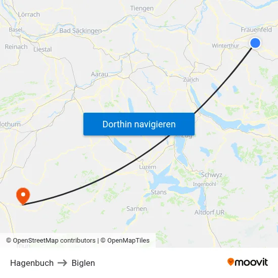 Hagenbuch to Biglen map