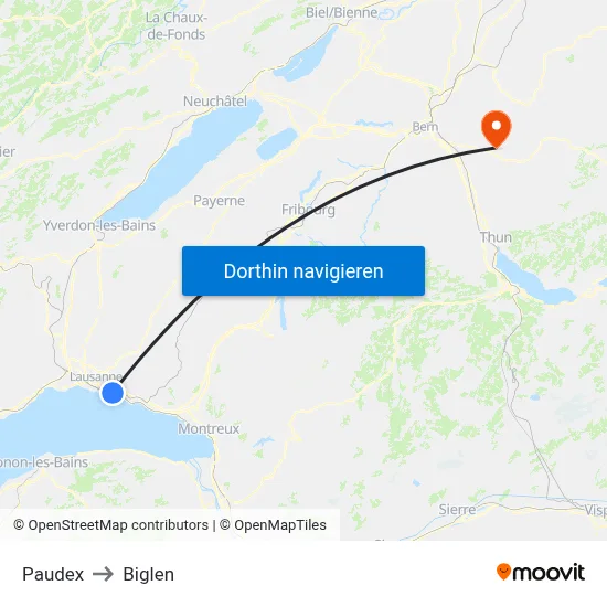Paudex to Biglen map