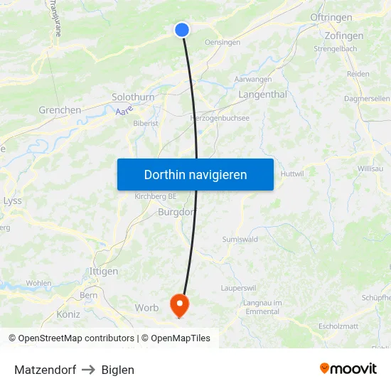 Matzendorf to Biglen map