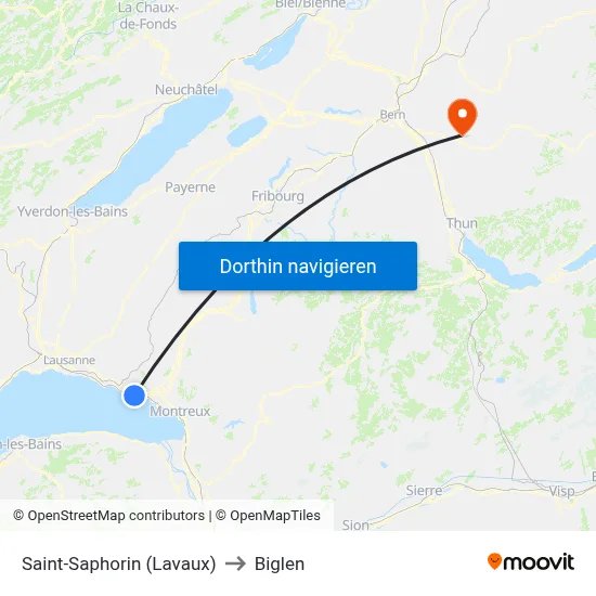 Saint-Saphorin (Lavaux) to Biglen map