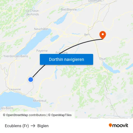 Ecublens (Fr) to Biglen map