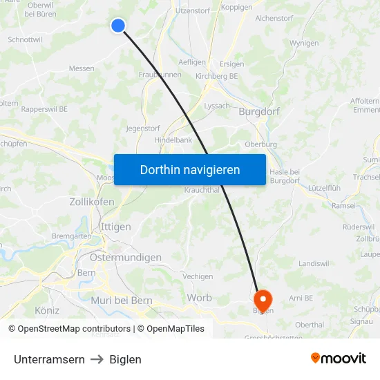 Unterramsern to Biglen map