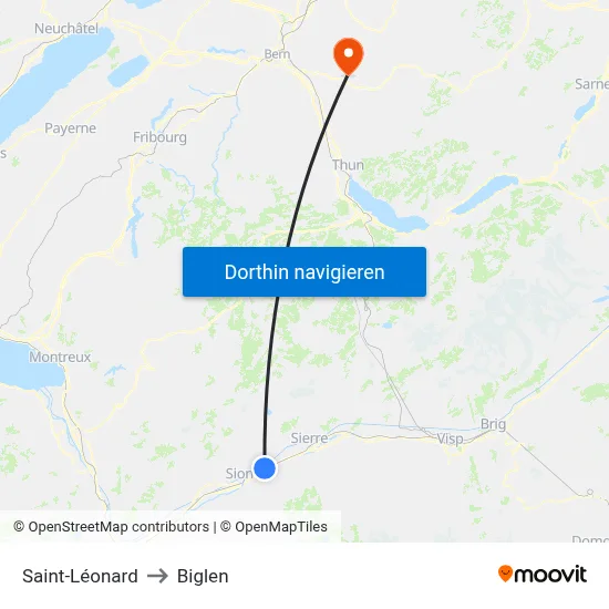 Saint-Léonard to Biglen map