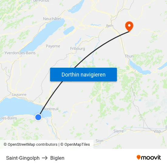 Saint-Gingolph to Biglen map