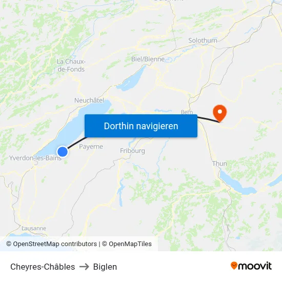 Cheyres-Châbles to Biglen map