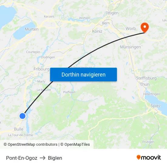 Pont-En-Ogoz to Biglen map