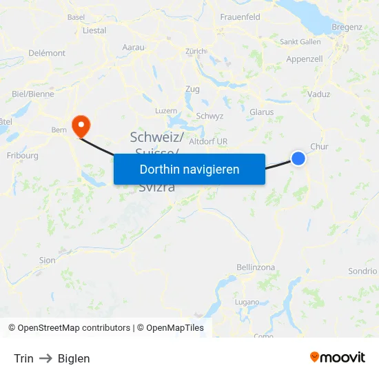 Trin to Biglen map