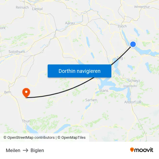 Meilen to Biglen map