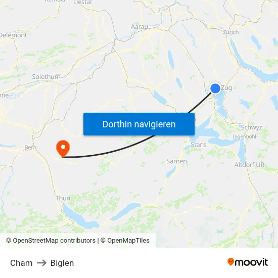 Cham to Biglen map