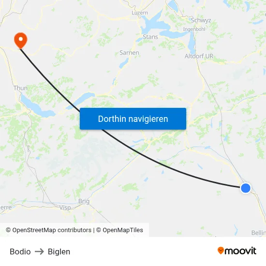 Bodio to Biglen map