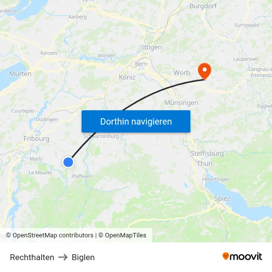 Rechthalten to Biglen map