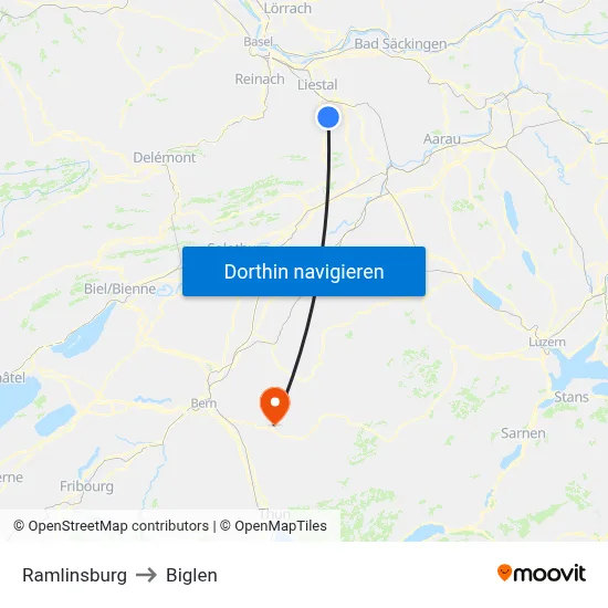 Ramlinsburg to Biglen map