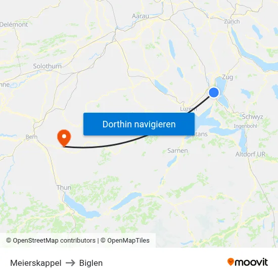 Meierskappel to Biglen map