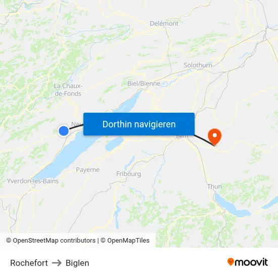 Rochefort to Biglen map