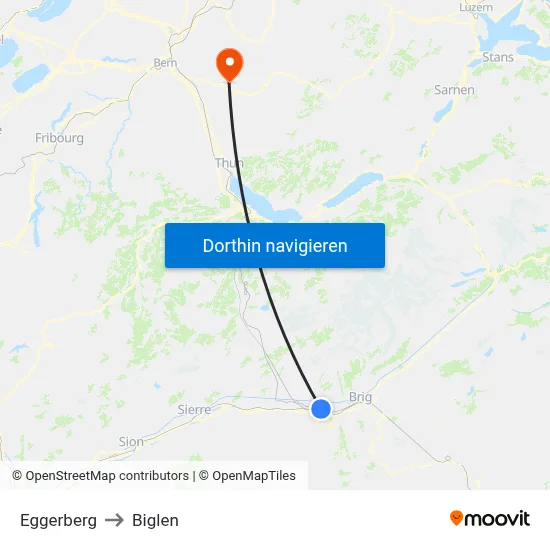 Eggerberg to Biglen map