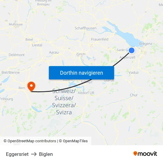 Eggersriet to Biglen map