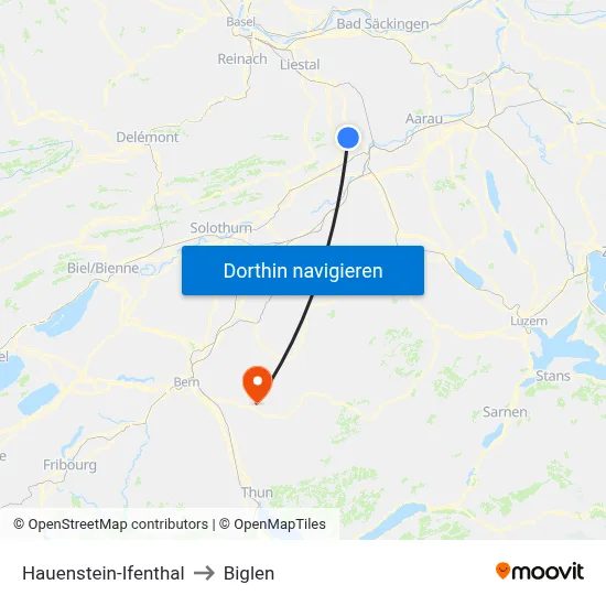 Hauenstein-Ifenthal to Biglen map