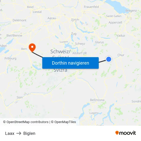 Laax to Biglen map