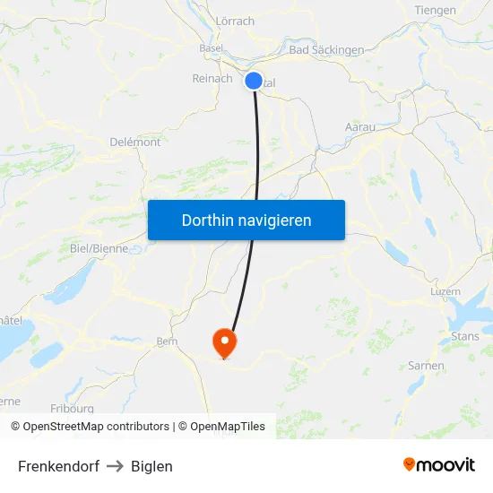 Frenkendorf to Biglen map