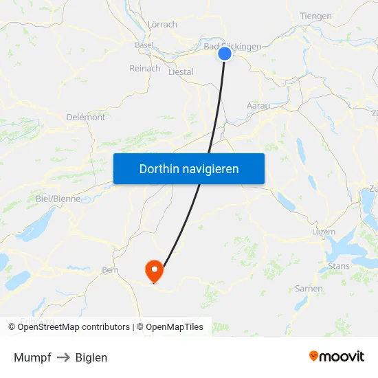 Mumpf to Biglen map